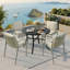 Chaise de salle à manger empilable pour l'extérieur, chaise de patio sans assemblage, fauteuils en plastique toutes saisons (ensemble de 4)-464675858-464675887