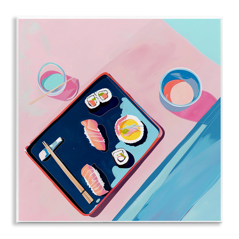 Plaque murale de plateau de cuisine à sushi, design par Walker Noble
