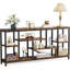 Console industrielle extra longue de 180 cm (70,9 po), table d'appoint à 3 niveaux avec étagères de rangement, idéale pour une entrée ou un salon, couleur brun rustique.