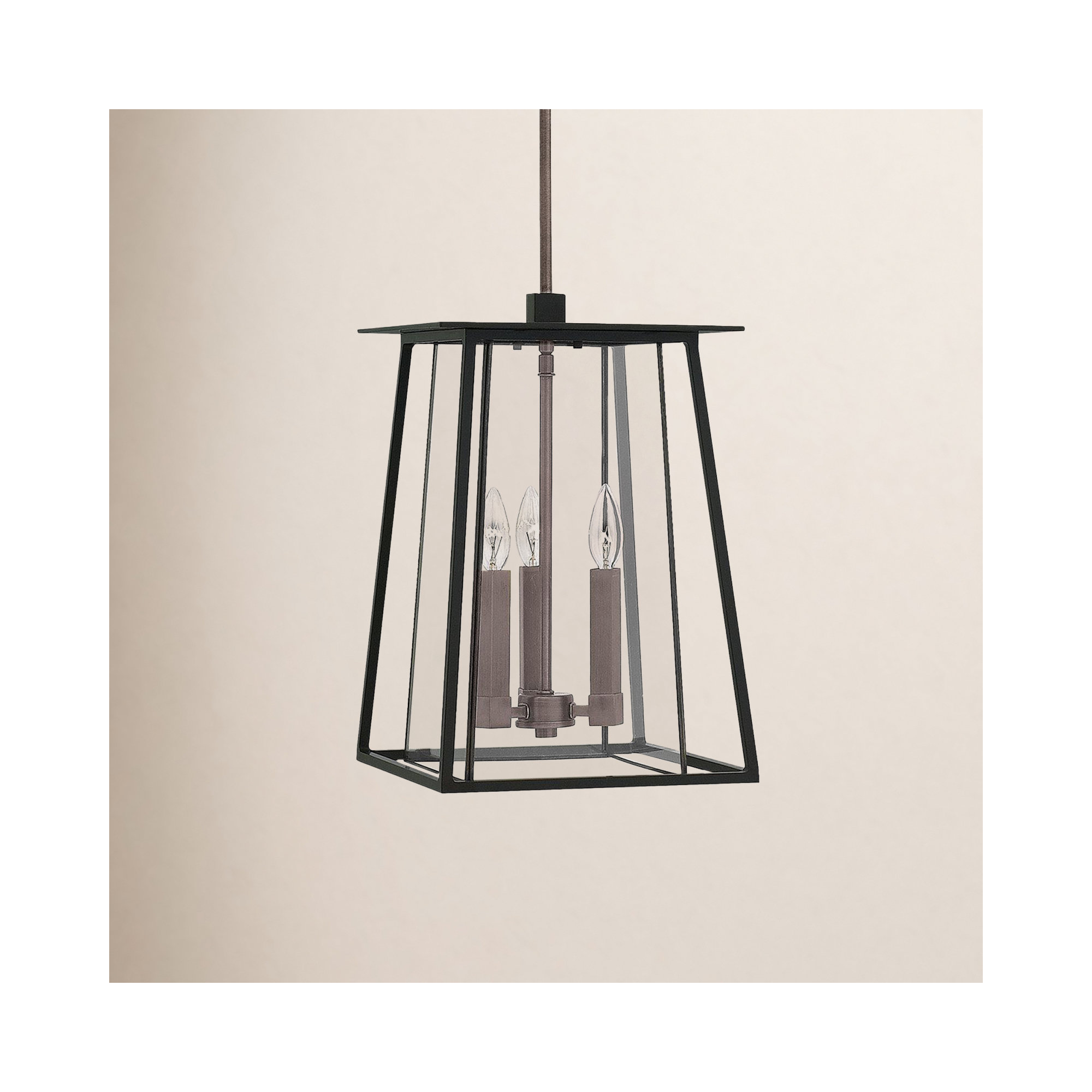 Becket Transparent Outdoor Metal Pendant, Black