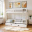 Wood Queen Size Bunk Bed with Ladder and Twin XL Trundle, Solid Pine Frame, Guardrails & Space-Saving Design-1710666087