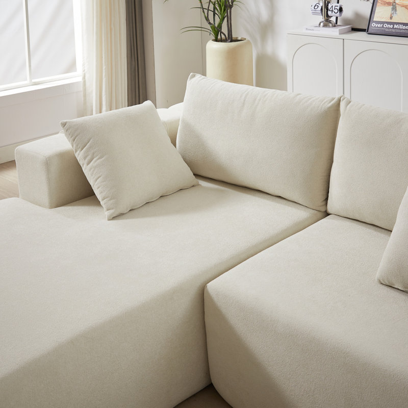 Canapé modulaire 2 pièces Boneless, Chenille ivoire, Orienté à gauche (vu de face)
