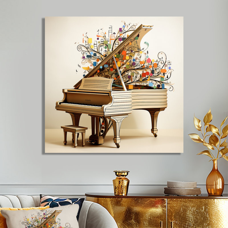 Jolle - Piano, art mural, Métal métal, H 16 po x l 16 po x P 1 po