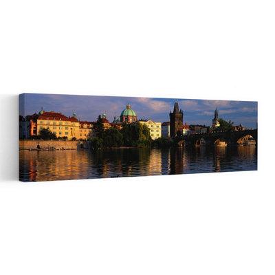 Charles Bridge Vltava River Prague Czech Republic by David Barnes - Wrapped Canvas Panoramic Print