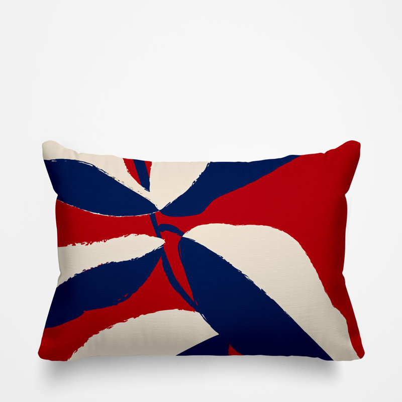 Coussin décoratif intérieur / extérieur en polyester filé Vani, Rouge, H 18 po x l 25 po