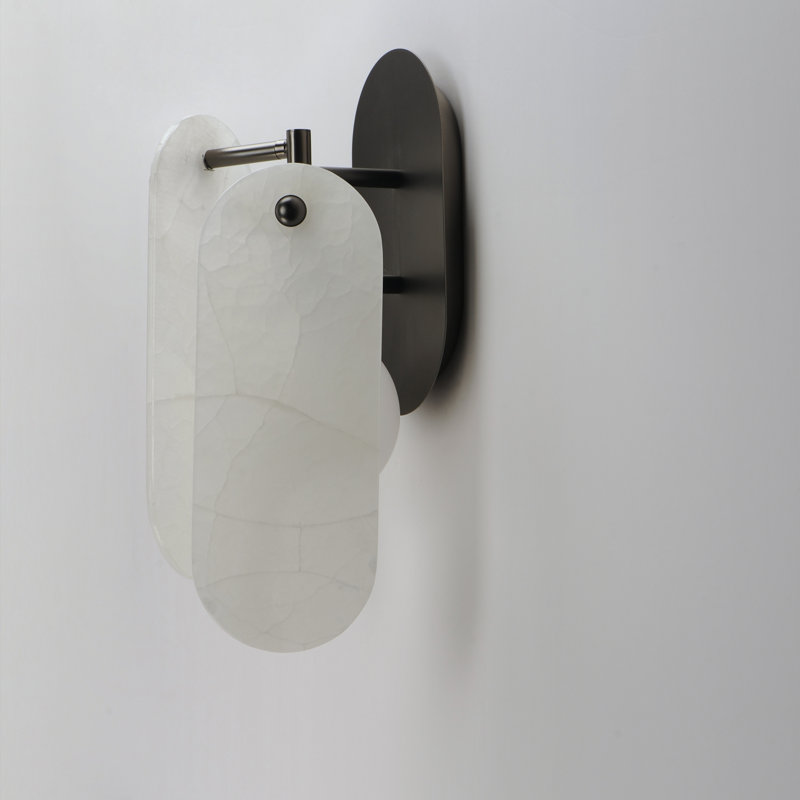 Megalith 1 - Light Armed Sconce, Gunmetal/White Onyx