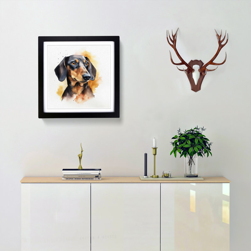 Dachsund Watercolour No.1 - Framed Print, Black