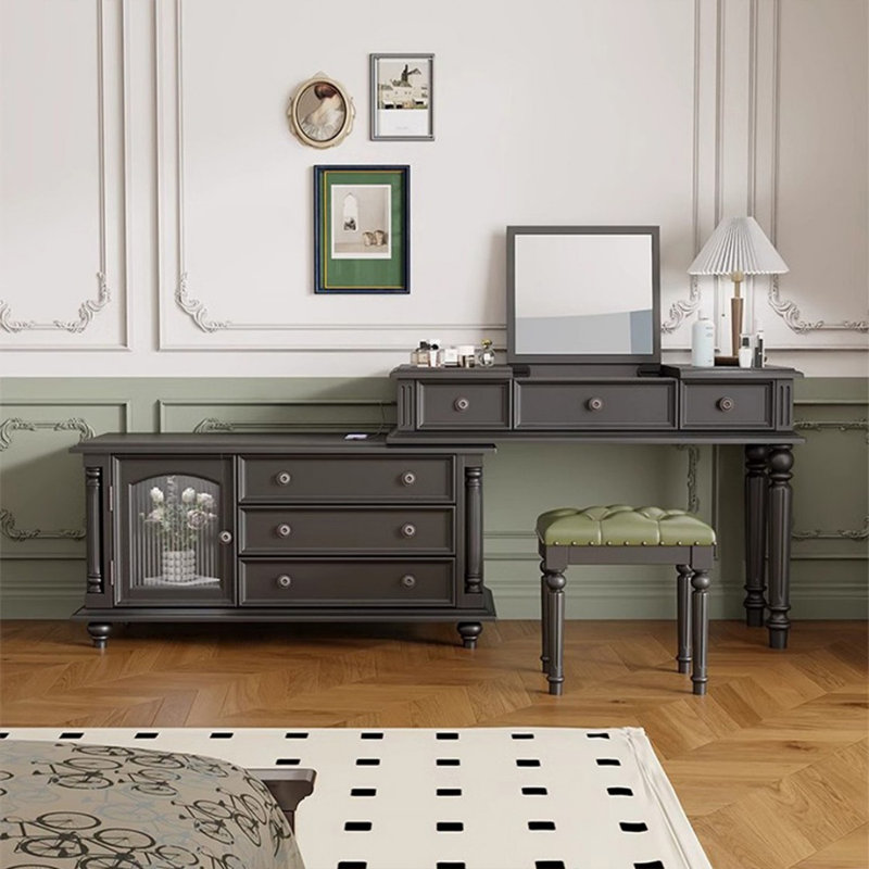 Makeup Vanity with mirror,5 drawers,Power Outlet,1 chair
