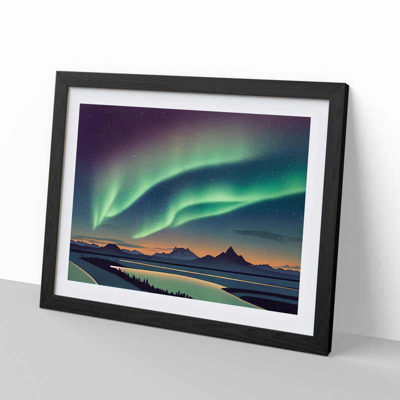 Fearless Northern Lights - Single Picture Frame Print, Black Framed, 46cm H x 64cm W x 2cm D