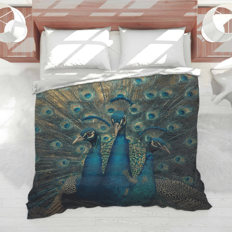 Édredon Three Blue Peacocks, Queen