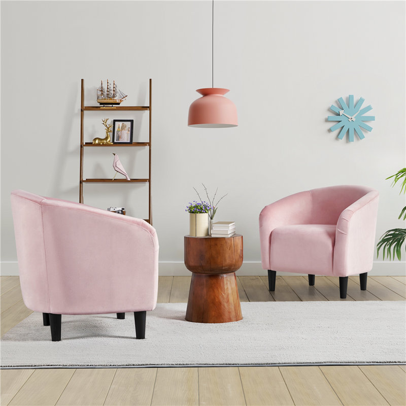 Upholstered Barrel Chair, Rose