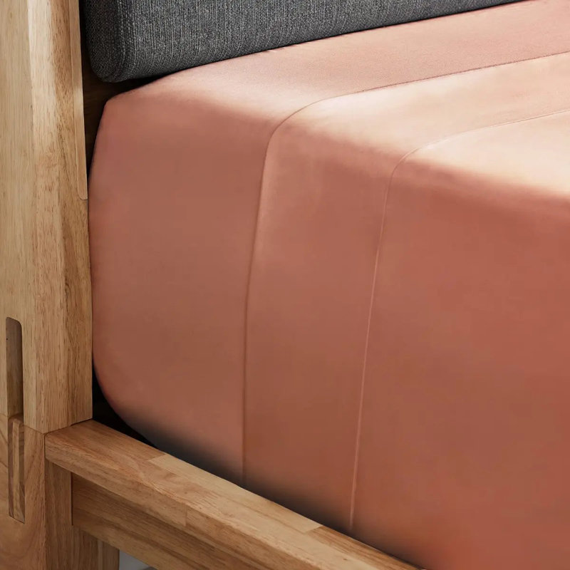 Ensemble de draps en satin Luxe CleanBamboo, Ensemble de draps pour taille de lit très grand a, Orange