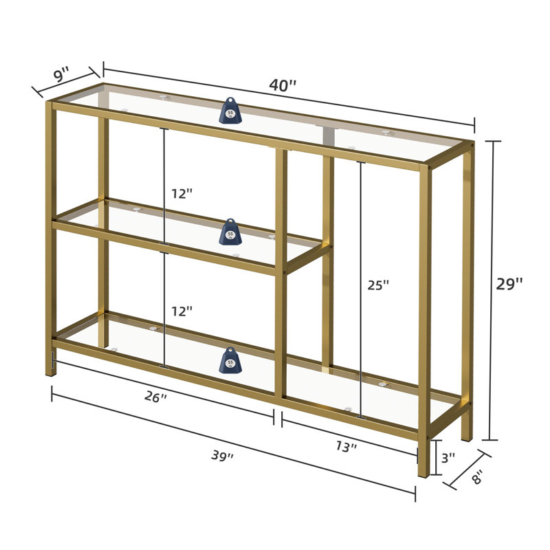 Azuolas 40"W × 29"H Console Table, Gold