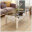Table basse rectangulaire, plateau en verre trempé avec panneau de fibres à densité moyenne, table moderne pour le salon, verre-906403800-906403779