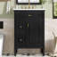 Meuble-lavabo de 24 po avec lavabo, armoire en bois massif et panneau de fibres à densité moyenne avec un tiroir rabattable, deux tiroirs standard et une tablette réglable, meuble-lavabo noir autoportant pour le rangement de la salle de bain