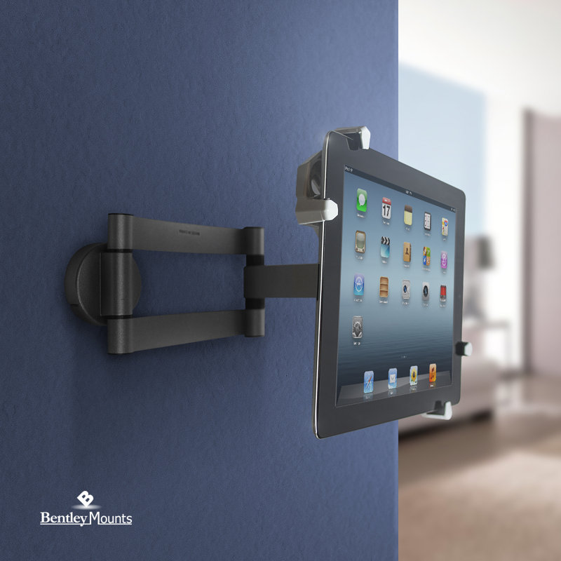 Silver Aluminum and Plastic Universal Tablet Wall Mount with 360° Rotation