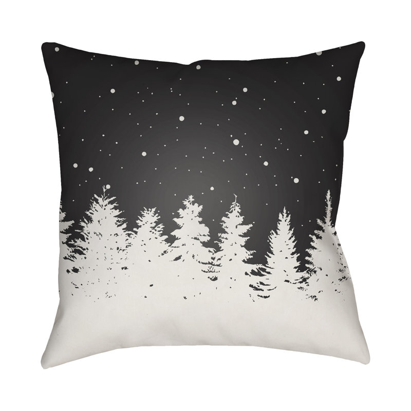  Trees Indoor/Outdoor Throw Pillow, Black / White, 18" H x 18" W x 4" D