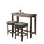 Transitional Style 3Pc Dining Table Set 1 X Table 2 X Stool Padded Seat Nailhead Trim Usb Port Wire Brushed