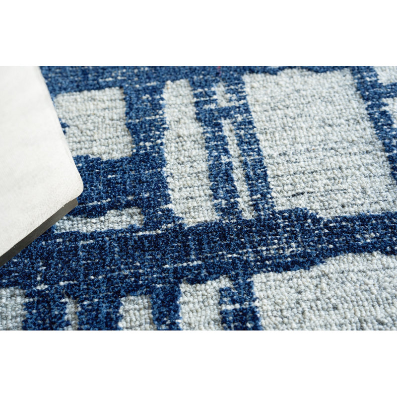 Aspen Hand Tufted Abstract Area Rug, Navy/Natural Gray, Rectangle 8' x 10'