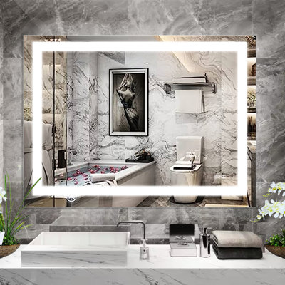 Led Bathroom Mirror 48x36 Inch - Fog, Super Bright Lights With Adjustable Color, Easy Installation Guide Vanity Color Temperature And Brightness, Simple Technique