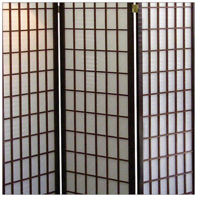 Traditional Japanese 4-Panel Room Divider With Cherry Finish, Perfect For Creating Privacy And Defining Spaces.