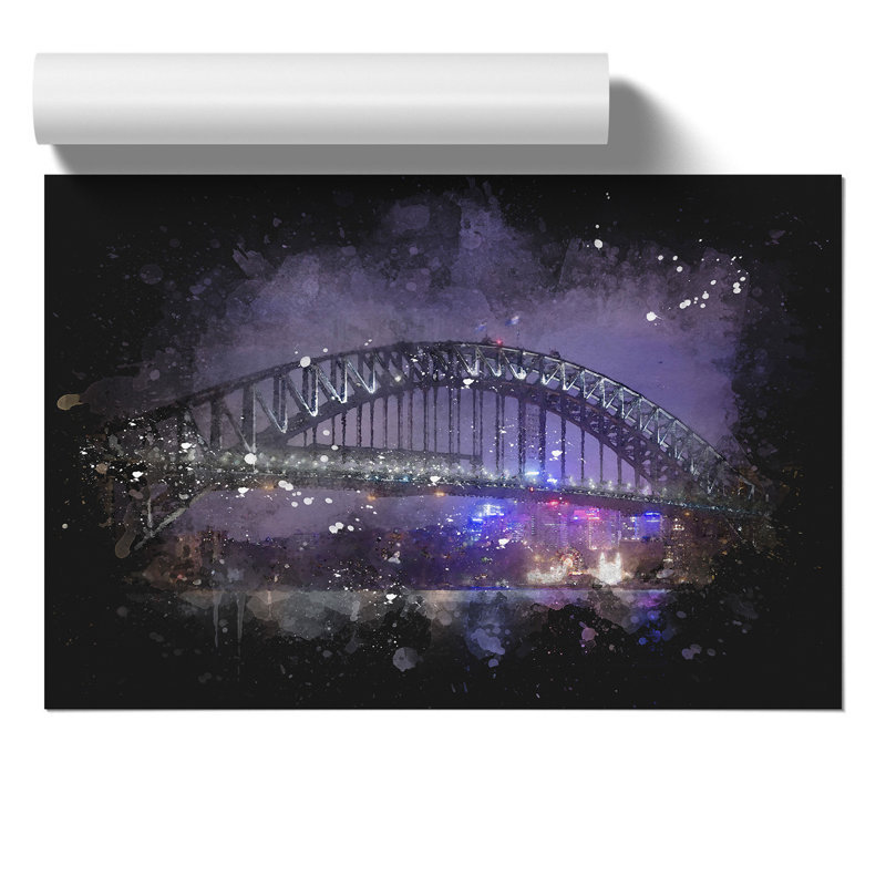 Harbour Bridge in Sydney - Unframed Painting, 42cm H x 59cm W x 0.1cm D