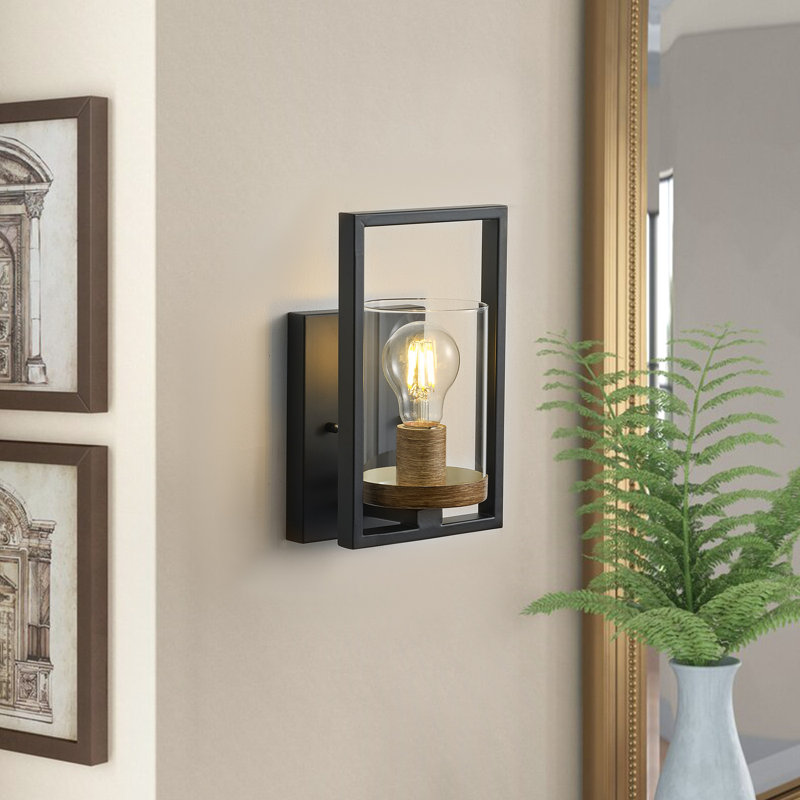1-Light Square circular iron dimmable glass wall lamp
