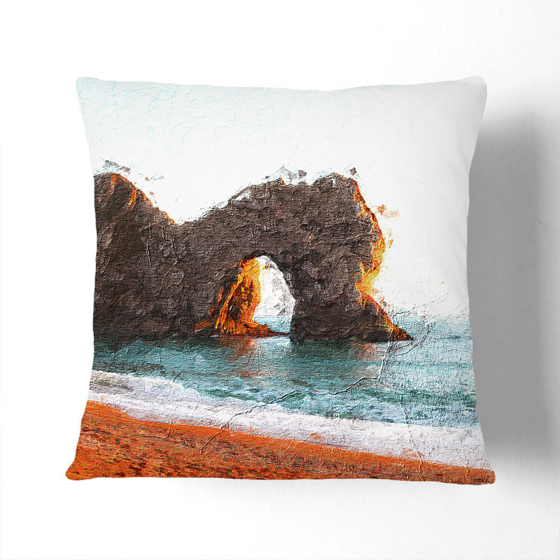 Square Cushion, 40cm H x 40cm W x 15cm D, Brown/Orange/Turquoise