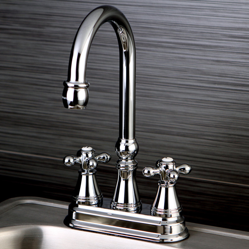 Kingston Brass Victorian Two-Handle 2-Hole Deck Mount Bar Faucet, Polished Chrome