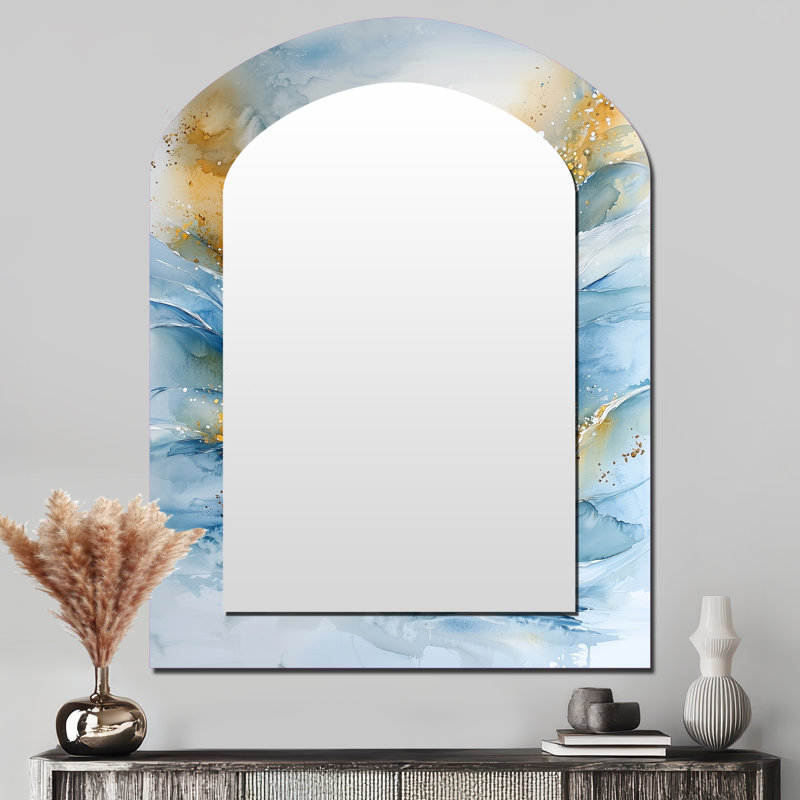 Parallel Coastal Divide Horizon Landscape III - Miroir mural décoratif moderne, miroir asymétrique moderne, 43 po x 33 po