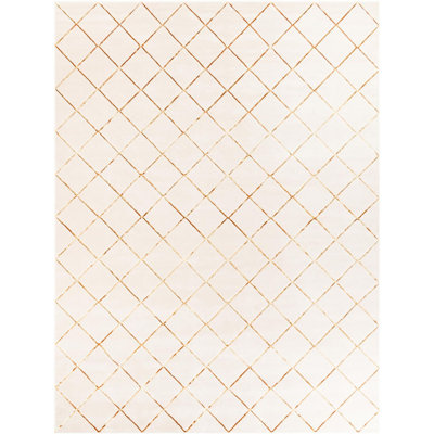 Contemporary Etowah Area Rug White and Gold Color
