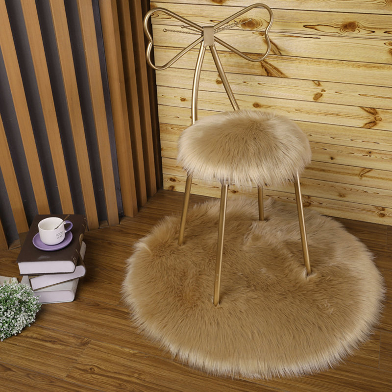 Round Lars Solid Colour Shag Area Rug, Round 90cm