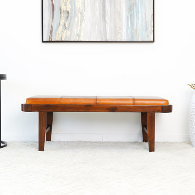 Calderville Genuine Leather Upholstered Bench