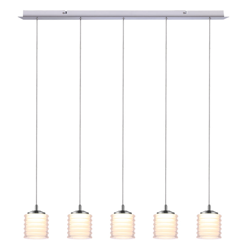 Luminaire suspendu tambour en grappe 5 lumières Boley, Nickel