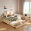 Lit de jour en bois avec tiroirs de rangement, tablettes latérales, bureau et lit gigogne-917967298-917967302
