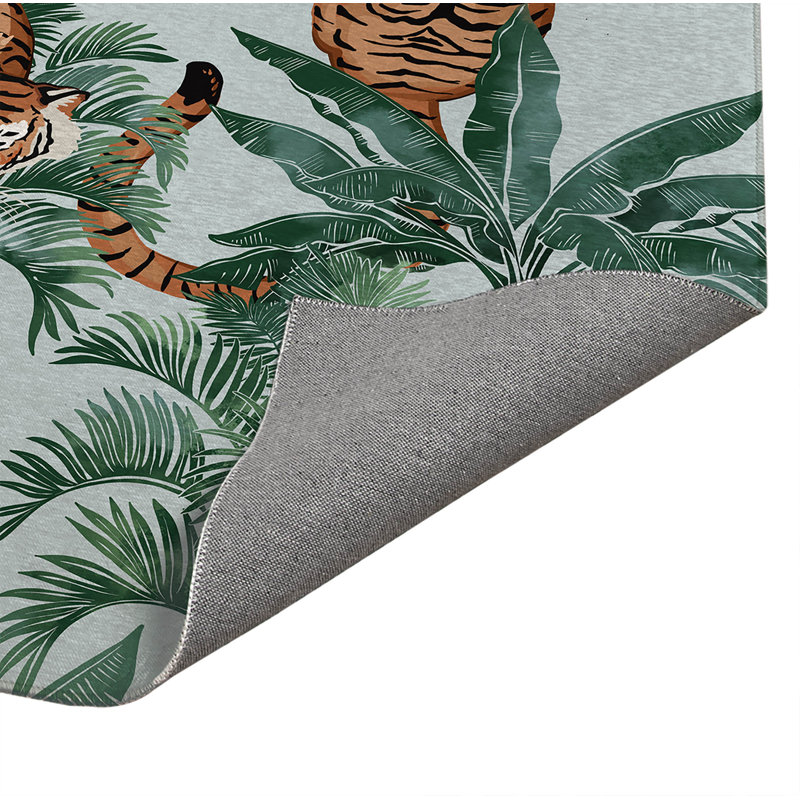 Tapis de cuisine léger antidérapant Rumble In the Jungle, Bleu, Rectangle 5 pi x 7 pi