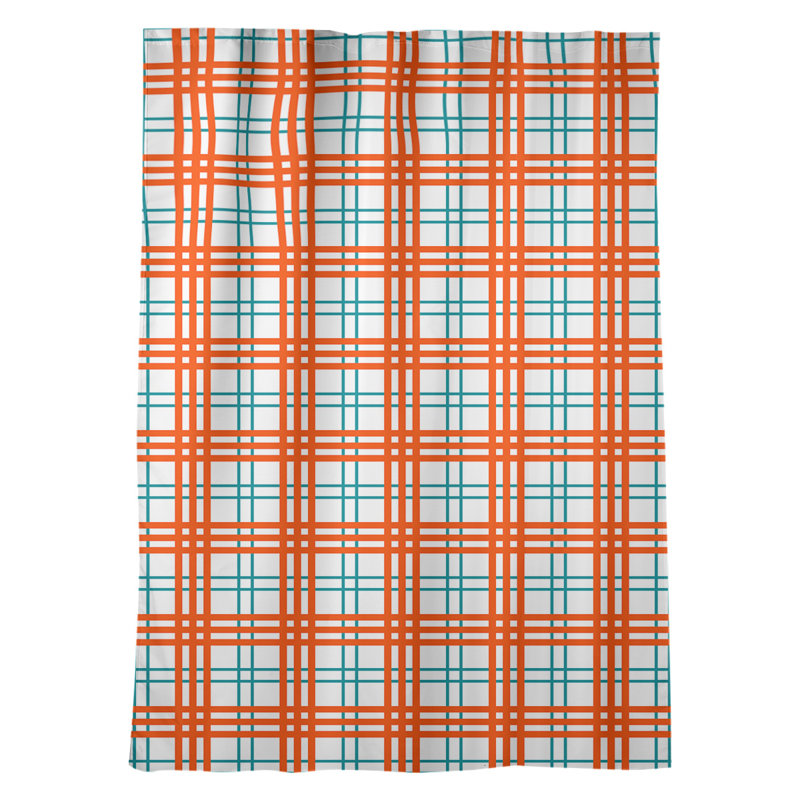 Room Darkening Curtain Single Panel, White/Blue/Orange