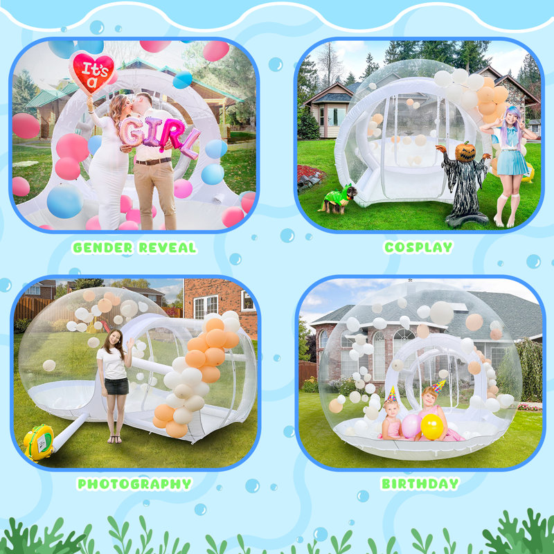 TPU Bubble Balloon House Inflatable Bubble Tent with UL Blower&Pump for Party Total Length 13FT