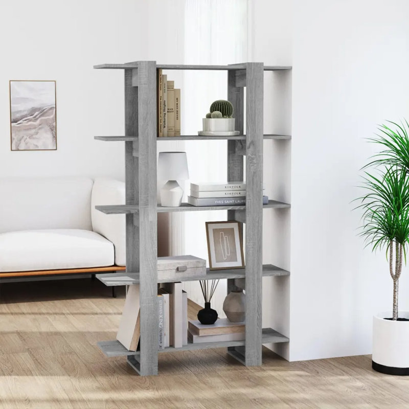 Ganon 160cm H Etagere Bookcase, 160cm H x 100cm W x 30cm D, Sonoma Grey