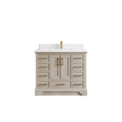Charlotte 42'' Single Bathroom Vanity with Quartz Top