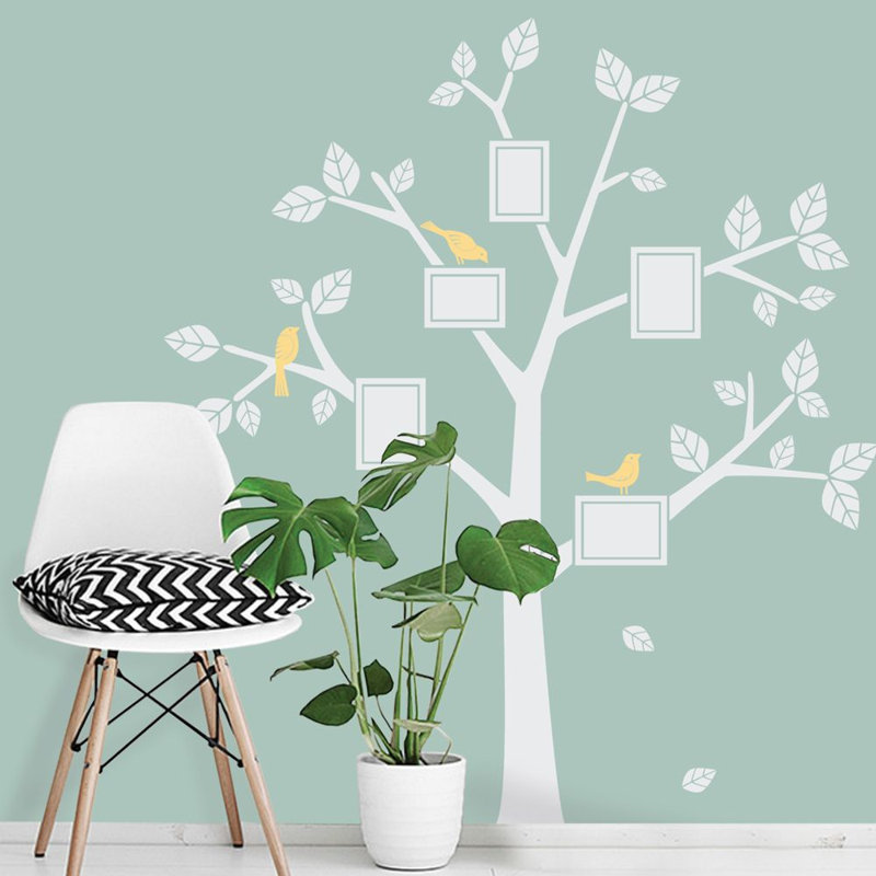 Décalcomanie murale arbre famille simple, Blanc