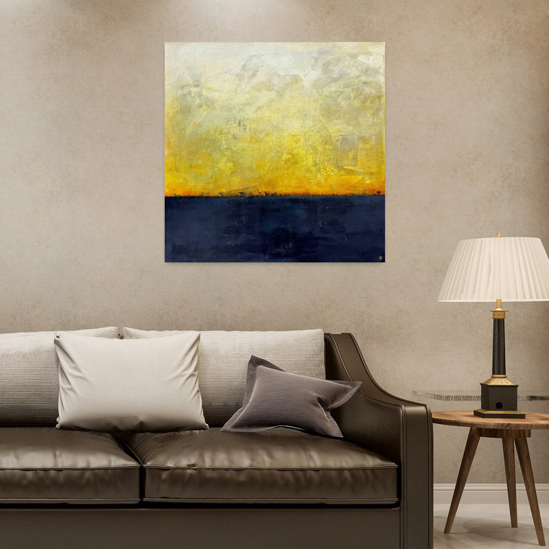 Art mural de paysage contemporain abstrait guidé par la lumière, H 32 po x l 32 po