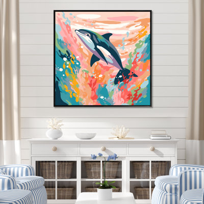«Aquatic Elegance Dolphin Impression», art mural dauphin animaux