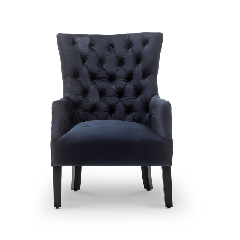 Dority Upholstered Wingback Chair, Navy