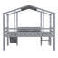 Fantastique lit mezzanine avec échelle et toboggan, lit de style maison avec tableau noir et bande lumineuse pour un jeu et une créativité sans fin-140087016
