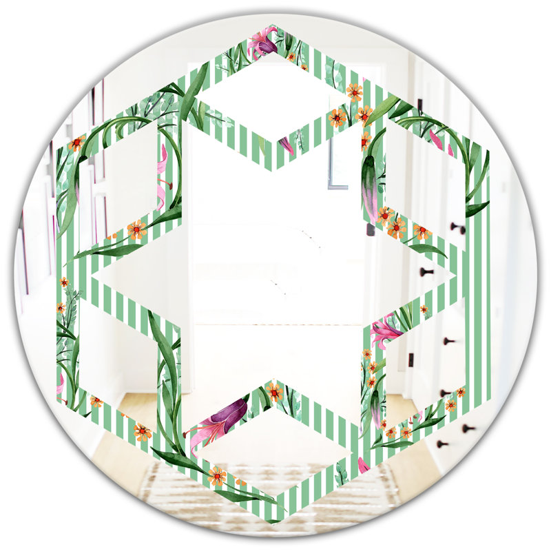 Miroir mural Hexagon Star Floral Botanical, H 23,6 po x l 23,6 po