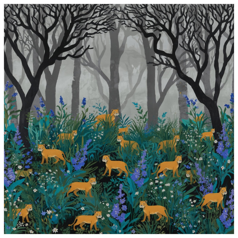 Rideaux de fenêtre Lions In Misty, 50" x 92" - 1 Panel, Sheer