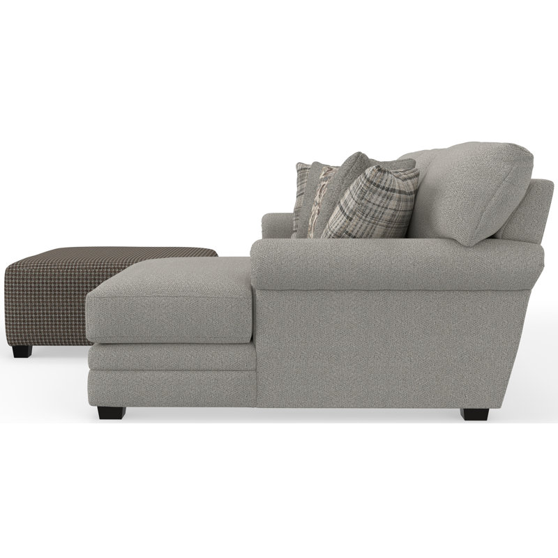 Livingston - Méridienne 2 pièces avec siège à ressorts confortables, repose-pieds cocktail de 40 po et 6 coussins décoratifs inclus