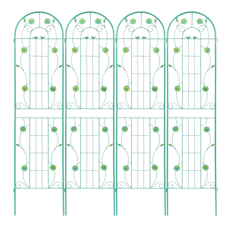 Ensemble de 4 treillis de jardin en métal pour plante grimpante