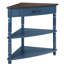 Petite table de coin triangulaire 33,8 po à 3 niveaux avec pieds en bois massif, plateau bleu marine, convient aux chambres et aux salons, surface imperméable, vis non visibles, chambres idéales, rapide